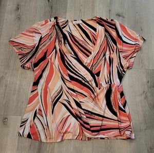 Calvin Klein Multicolored Short Sleeve Blouse Size 2X